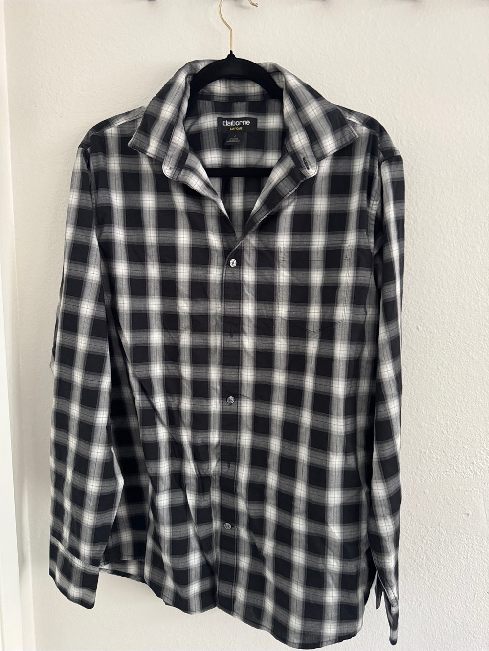 Claiborne Black & White Plaid Button-Down Shirt